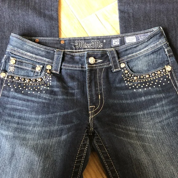 Miss Me Medium Wash Rhinestone Boot Cut Jeans 29 - Picture 7 of 16